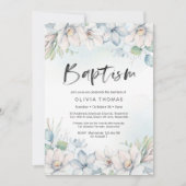 洗礼招待状 | 青い冬の花 招待状 (正面)