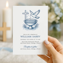 洗礼招待状（鳩と水鉢のデザイン）