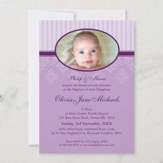 洗礼招待 :: 祝福された2人 招待状 (正面)