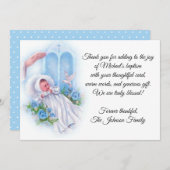 洗礼男の赤ちゃんの青い花は感謝していしています サンキューカード (正面/裏面)