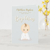 洗礼男の赤ちゃん カード (黄色い花)