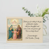 洗礼神聖な家族イエス・キリストメリーJoesphは感謝していしています サンキューカード (スタンド正面)