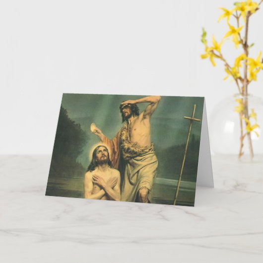 洗礼者ヨハネによるイエス・キリストのバプテスマ カード (黄色い花)