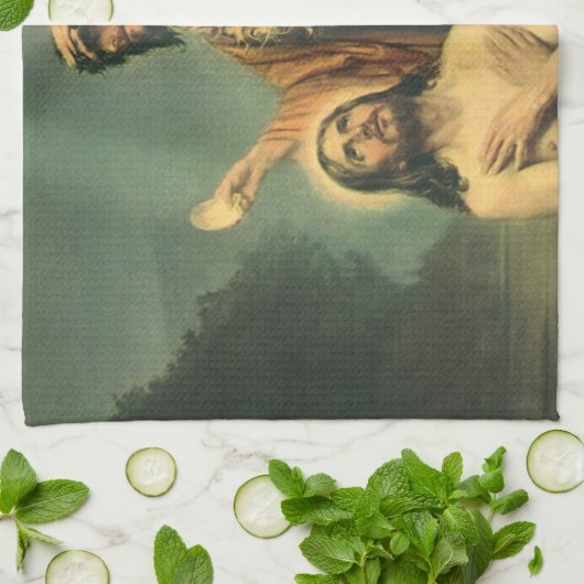 洗礼者ヨハネによるイエス・キリストのバプテスマ キッチンタオル (折り畳み)