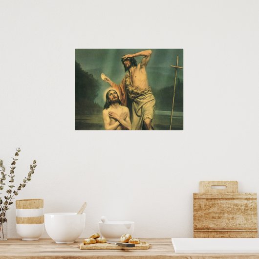 洗礼者ヨハネによるイエス・キリストのバプテスマ ポスター (キッチン)