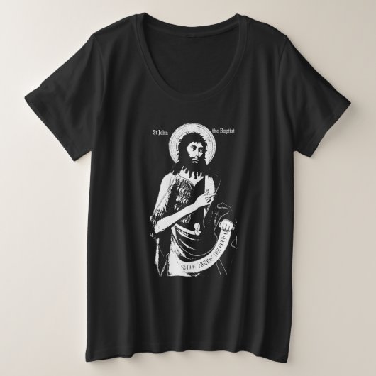 洗礼者Tシャツの聖ヨハネ プラスサイズTシャツ (デザイン正面)