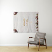 洗礼背景 ゴールドクロス ワインレッド 牡丹 大理石 タペストリー (インサイチュ(横))