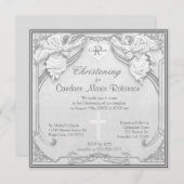 洗礼 -イニシャルと十字架 招待状 (正面/裏面)