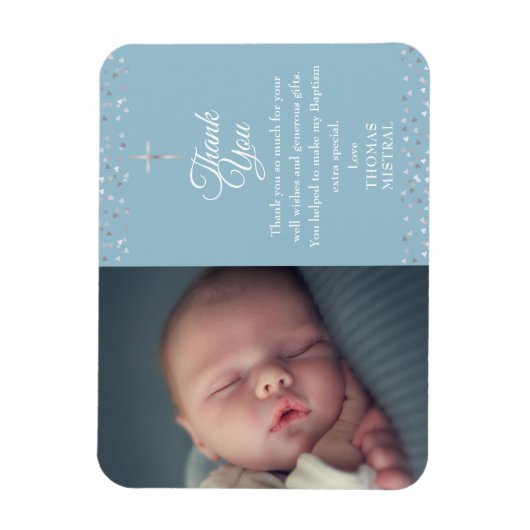 洗礼・キリスト教徒の名付け フォト サンクスカード マグネット (縦)