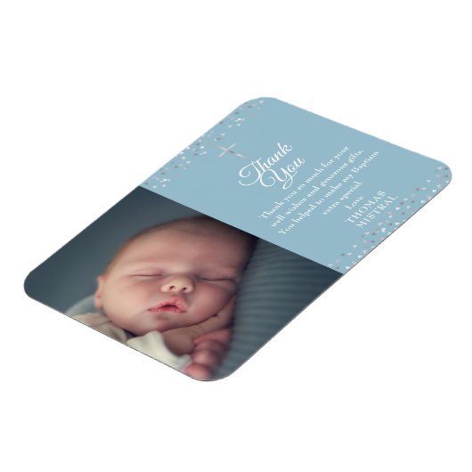 洗礼・キリスト教徒の名付け フォト サンクスカード マグネット (左側)