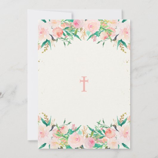 洗礼・キリスト教徒の名付け 花のテーブルカード 招待状 (裏面)