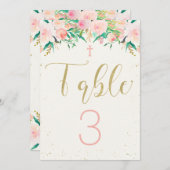 洗礼・キリスト教徒の名付け 花のテーブルカード 招待状 (正面/裏面)