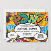 洗礼《キリスト教》洗礼式や命名式おもしろいモダン漫画書 招待状 (正面)