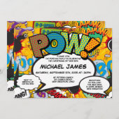 洗礼《キリスト教》洗礼式や命名式おもしろいモダン漫画書 招待状 (正面/裏面)