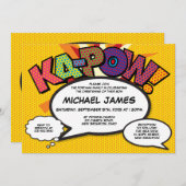 洗礼《キリスト教》洗礼式や命名式おもしろいモダン漫画本 招待状 (正面/裏面)