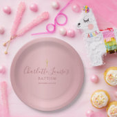 洗礼《キリスト教》洗礼式や命名式エレガントバラ金ゴールドスクリプト ペーパープレート (パーティー)