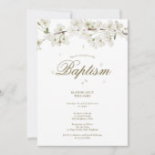 洗礼《キリスト教》洗礼式や命名式エレガント白花フローラ  招待状 (正面)