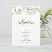 洗礼《キリスト教》洗礼式や命名式エレガント白花フローラ  招待状 (スタンド正面)