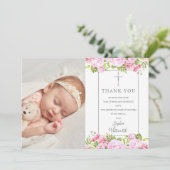 洗礼《キリスト教》洗礼式や命名式バラフローラ写真 サンキューカード (スタンド正面)