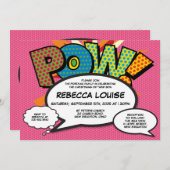 洗礼《キリスト教》洗礼式や命名式ピンクおもしろいモダン漫画本 招待状 (正面/裏面)