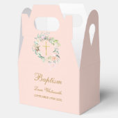 洗礼《キリスト教》洗礼式や命名式フローラ金ゴールドスクリプト赤面ピンク フェイバーボックス (オープン)