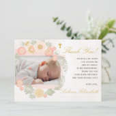 洗礼《キリスト教》洗礼式や命名式ベビーガール春フローラ写真 サンキューカード (スタンド正面)