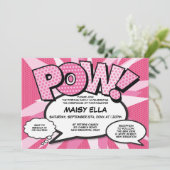 洗礼《キリスト教》洗礼式や命名式モダン漫画ブックピンク 招待状 (スタンド正面)