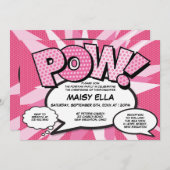 洗礼《キリスト教》洗礼式や命名式モダン漫画ブックピンク 招待状 (正面/裏面)