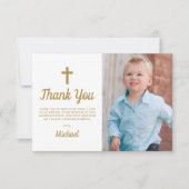 洗礼《キリスト教》洗礼式や命名式宗教少年の写真 サンキューカード (正面)