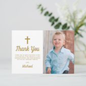 洗礼《キリスト教》洗礼式や命名式宗教少年の写真 サンキューカード (スタンド正面)