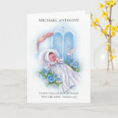 洗礼《キリスト教》洗礼式や命名式聖書男の赤ちゃん カード (黄色い花)