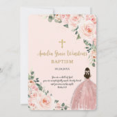 洗礼《キリスト教》洗礼式や命名式金ゴールド赤面フローラフラワーズガール 招待状 (裏面)