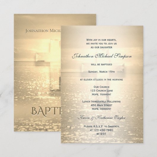 洗礼 ゴールドクロス 招待状 (正面/裏面)