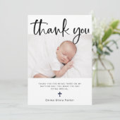 洗礼|シンプルの白黒と写真 サンキューカード (スタンド正面)