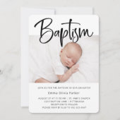 洗礼|シンプル(白ミニマル黒) 2枚の写真 招待状 (正面)