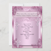 洗礼 ピンク 十字架 女の子 フォト かわいい 招待状 (裏面)