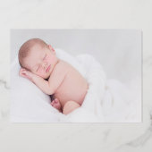 洗礼 フォト シンプル カリグラフィー ローズゴールド スクリプト 箔招待状 (裏面)