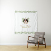 洗礼 フォト 緑豊か ゴールド ボタニカル バックドロップ タペストリー (インサイチュ)