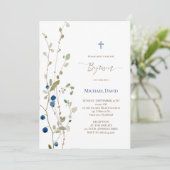 洗礼 ブッシュ ビルベリー 水彩画 葉 招待状 (スタンド正面)