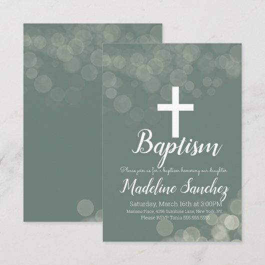 洗礼 ボケ ライト 奉献 クリスマス 招待状 (正面/裏面)