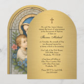 洗礼 マリア イエス ゴールド ステンドグラス 招待状 (正面/裏面)