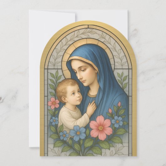 洗礼 マリア イエス ゴールド ステンドグラス 招待状 (裏面)