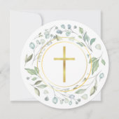 洗礼 ラウレル ガーランド ゴールド クロス サークル 招待状 (正面)