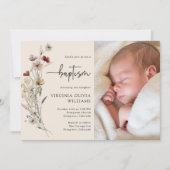 洗礼 ワイルドフラワー フォト 招待状 (正面)