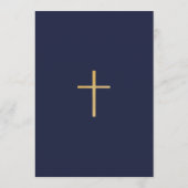 洗礼 初誕生日 ネイビーブルー ゴールド ローズ 男の子 招待状 (裏面)