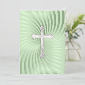 洗礼・初領聖体・確認式 緑 パール 招待状 (スタンド正面)