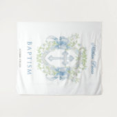 洗礼 十字架 クレスト 緑の飾り 赤ちゃん 男の子 タペストリー (正面(横))