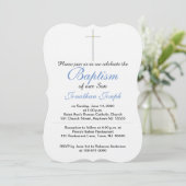 洗礼 十字架 男の子 青い 招待状 (スタンド正面)