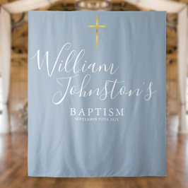 洗礼・命名式 ダスティーブルー フォトバックドロップ タペストリー