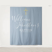 洗礼・命名式 ダスティーブルー フォトバックドロップ タペストリー (正面)